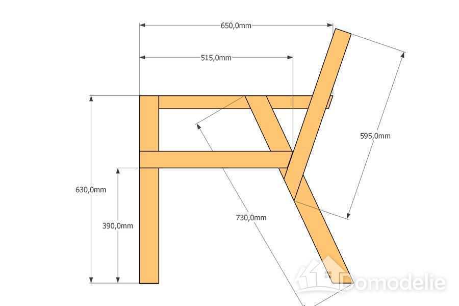 Чертеж лавочки со столиком